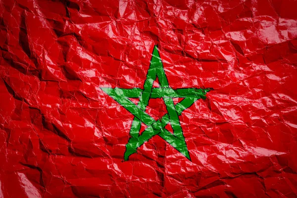 National Flag Morocco Crumpled Paper Flag Printed Sheet Flag Image — Stock Photo, Image