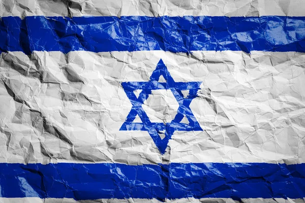 Εθνική Σημαία Του Ισραήλ Τσαλακωμένο Χαρτί Σημαία Τυπωμένη Σεντόνι Εικόνα — Φωτογραφία Αρχείου