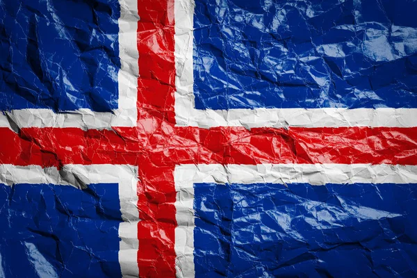 National Flag Iceland Crumpled Paper Flag Printed Sheet Flag Image — ストック写真