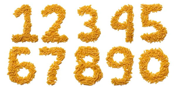 Arabic Numerals Dry Pasta White Isolated Background Food Pattern Made — 스톡 사진