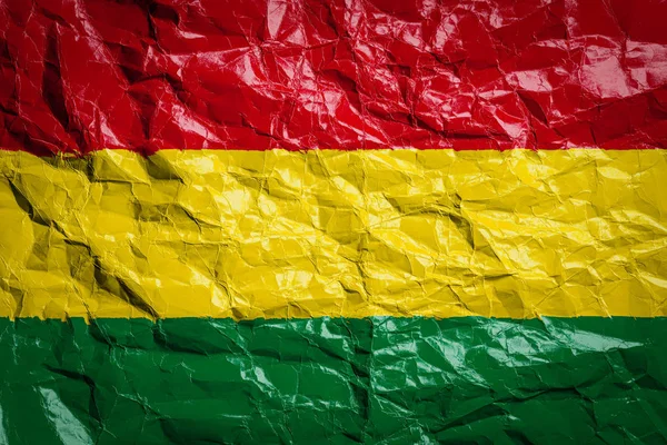 Flaga Narodowa Boliwii Pogniecionym Papierze Flaga Wydrukowana Arkuszu Wizerunek Flagi — Zdjęcie stockowe