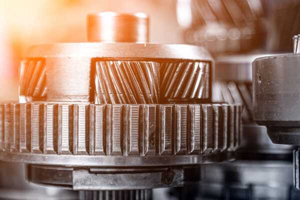 Промышленные металлические шестерни для фона
