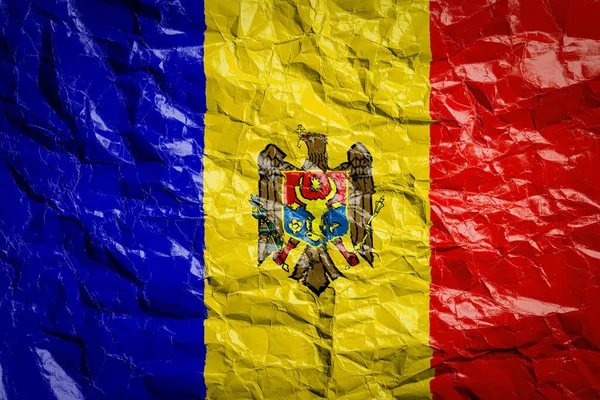 National Flag Moldova Crumpled Paper Flag Printed Sheet Flag Image — 스톡 사진