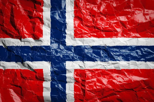 Bandera Nacional Noruega Sobre Papel Arrugado Bandera Impresa Una Hoja — Foto de Stock