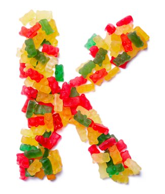 Çok renkli çiğneme reçelinden İngiliz alfabesi