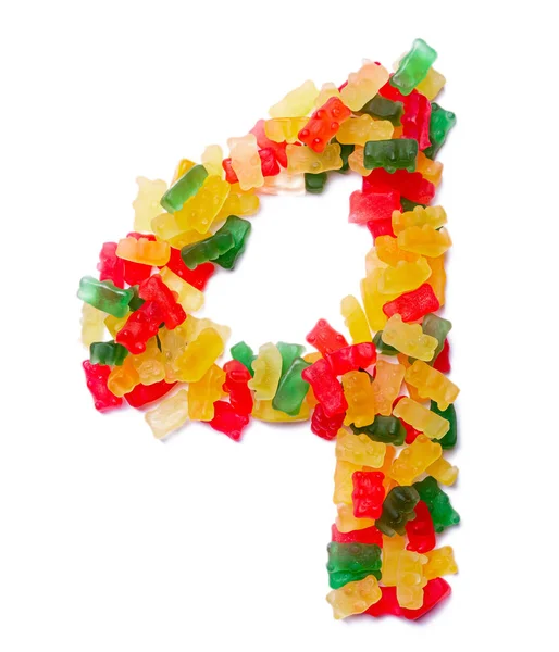 Arabská číslice z mnohobarevné žvýkací marmelády — Stock fotografie
