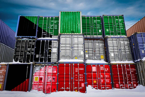 Concepção da armazenagem de mercadorias pelos importadores, exportadores — Fotografia de Stock