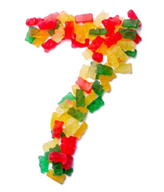 Çok renkli çiğneme reçelinden arap rakamı