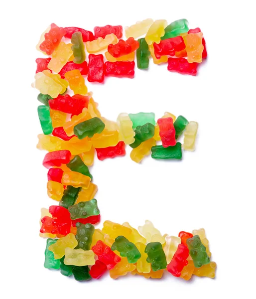 Anglická abeceda z pestrobarevné žvýkací marmelády — Stock fotografie