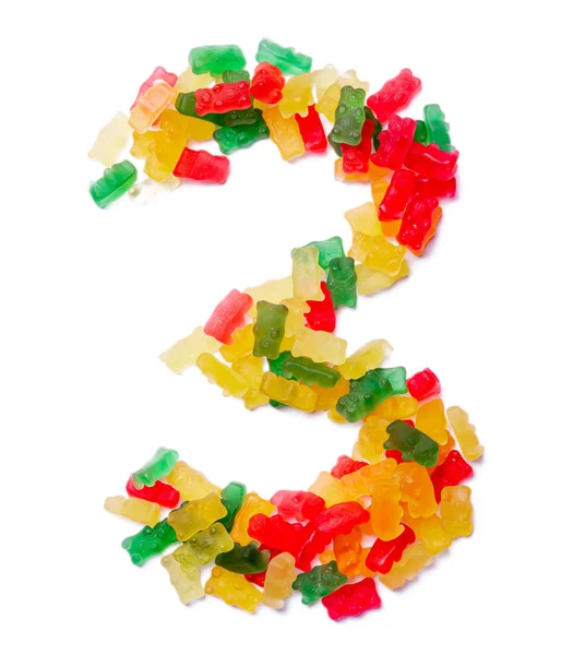 Arabic numeral  from multi-colored chewing marmalade — Stock Photo, Image