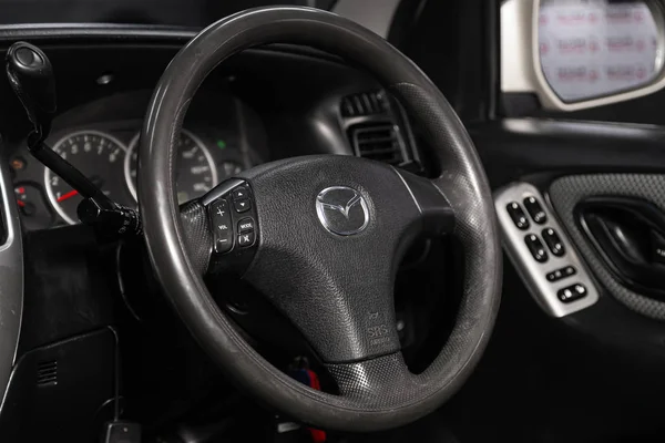 Novosibirsk Rusland Januari 2020 Mazda Tribute Auto Interieur Dashboard Speler — Stockfoto