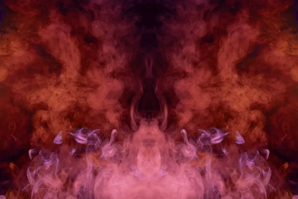 Fumaça Multicolorida Densa Cores Azuis Vermelhas Forma Crânio Monstro Dragão — Fotografia de Stock