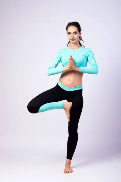 Bella Signora Sportiva Leggings Fitness Top Facendo Yoga Meditazione Uno — Foto Stock