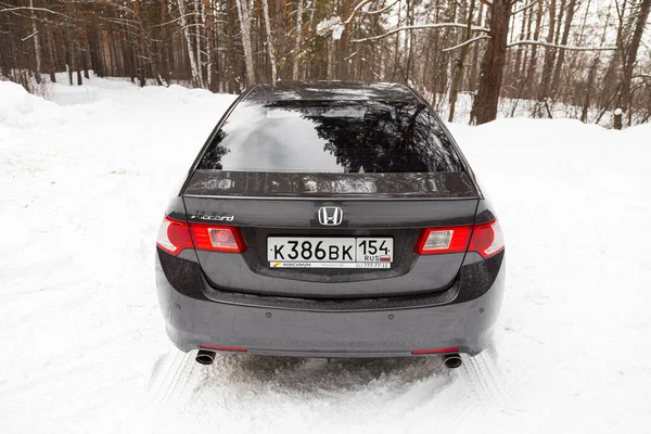 Novosibirsk Rusia Febrero 2020 Honda Accord Negro Vista Trasera Fotografía — Foto de Stock