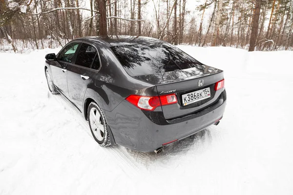 Nowosibirsk Russland Februar 2020 Schwarzer Honda Accord Rückansicht Fotografie Einer — Stockfoto