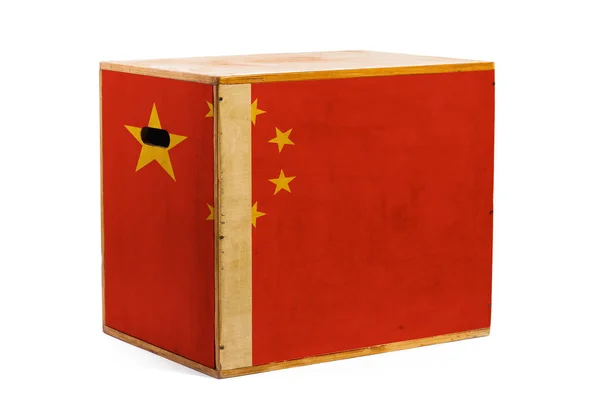 Wooden Box Reliable Shipment Various Goods Cargo National Flag China — Stock Photo, Image