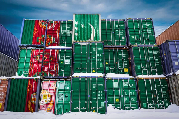 Národní Vlajka Turkmenisty — Stock fotografie