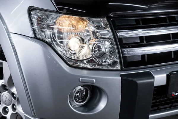 Gray Car Headlights Exterior Detail Close Detail One Led Headlights — Stock Photo, Image