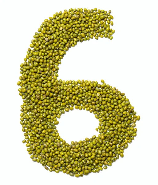 Арабская Цифра Зеленого Мунга Белом Изолированном Фоне Пищевой Узор Сделан — стоковое фото