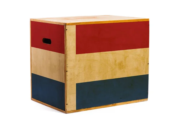 Wooden Box Reliable Shipment Various Goods Cargo National Flag Netherlands — Stock Photo, Image