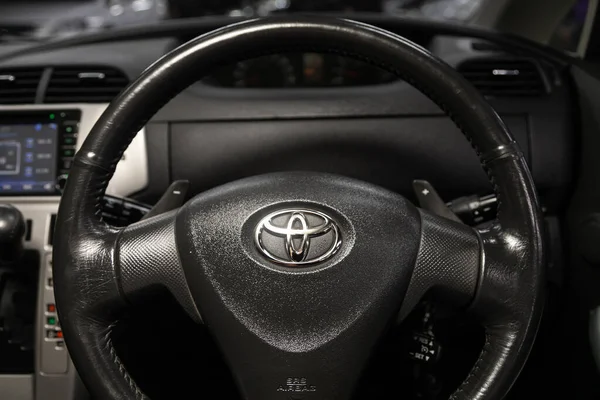 Novosibirsk Russia 2020 Toyota Ractis Close Dashboard Player Steering Wheel — 스톡 사진