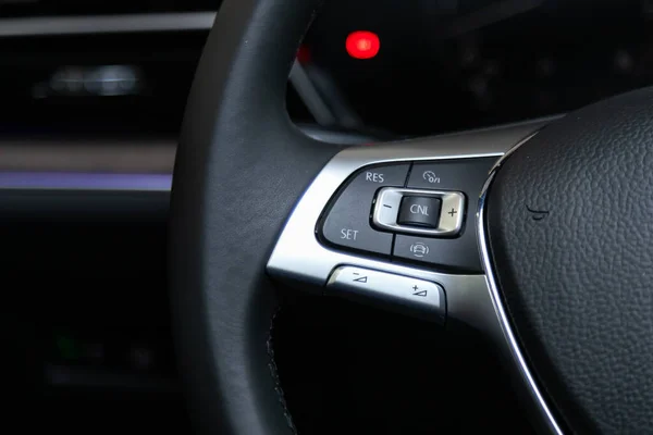 Novosibirsk Russia March 2020 Volkswagen Toureg New Black Steering Wheel — 스톡 사진