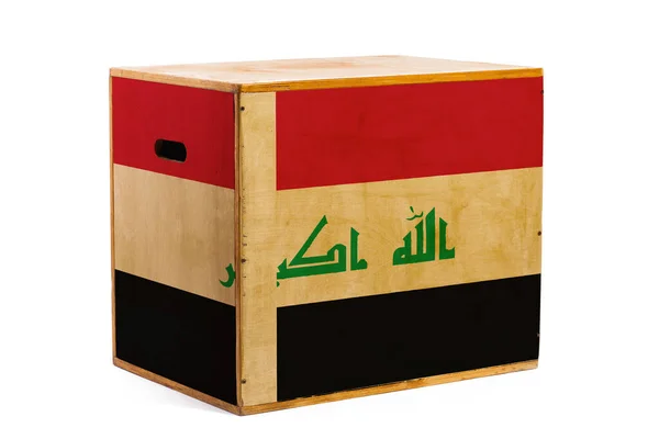 Wooden Box Reliable Shipment Various Goods Cargo National Flag Irak — Stock Photo, Image