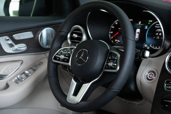 Novosibirsk Russia March 2020 Mercedes Benz Glc Class Steering Wheel — Stock Photo, Image