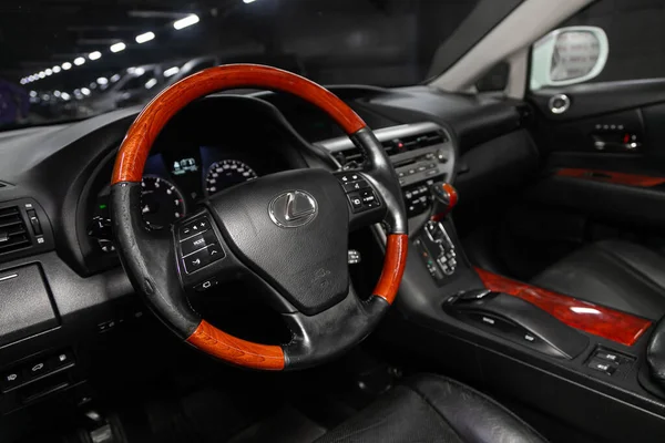 Novosibirsk Rusia Enero 2020 Lexus Rx350 Coche Nuevo Negro Interior —  Fotos de Stock