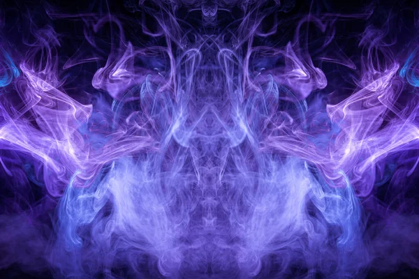 Umění Rovnováhy Vzor Fialový Modrý Kouř Černém Pozadí Intricate Mystic — Stock fotografie