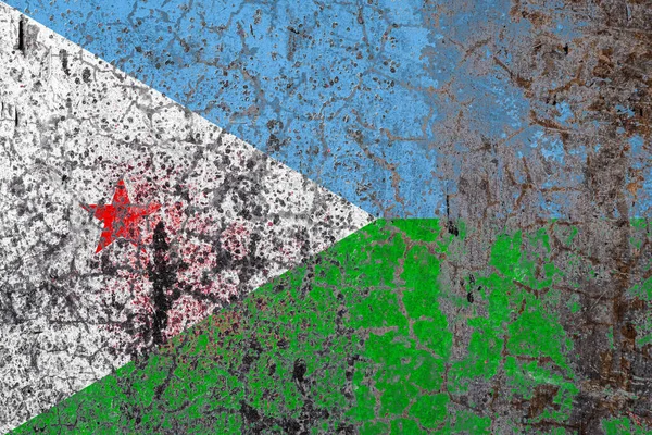 Bandeira Nacional Djibouti Fundo Velho Parede Peeling Conceito Orgulho Nacional — Fotografia de Stock