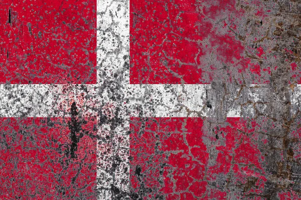 Bandera Nacional Dinamarca Fondo Pared Pelado Viejo Concepto Orgullo Nacional — Foto de Stock