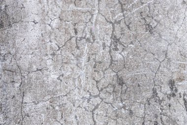 Leke ve çiplerle kaplı gri beton duvar. Endüstriyel eski duvarın dokusu