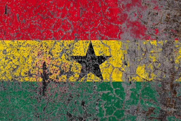 Drapeau National Ghana Sur Vieux Fond Mur Épluché Concept Fierté — Photo