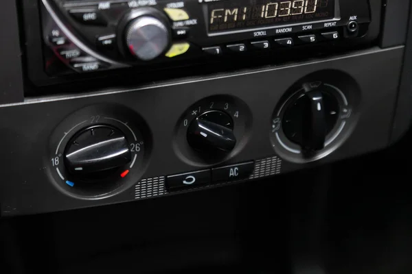 Scoda Fabia Close Instrument Automobile Panel Climat Control View Air — Stock Photo, Image