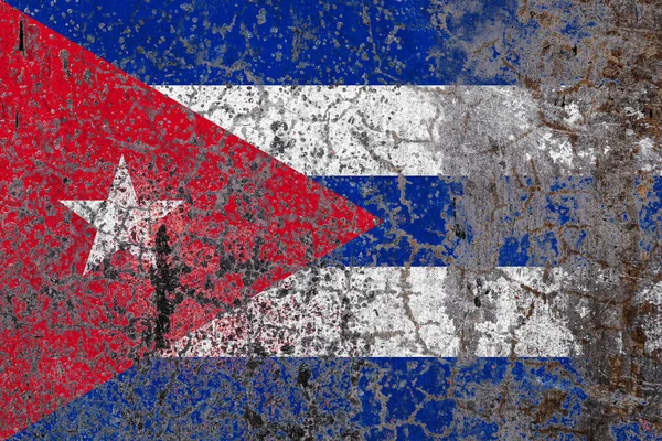 Bandera Nacional Cuba Sobre Viejo Muro Descascarillado Concepto Orgullo Nacional — Foto de Stock