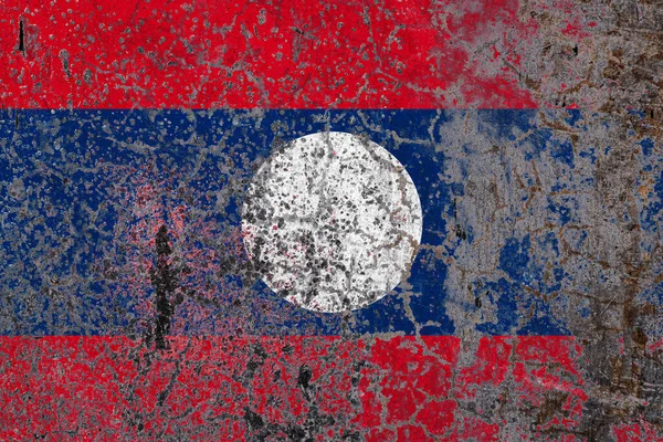 Nationalflagge Von Laos Auf Altem Schälwand Hintergrund Das Konzept Des — Stockfoto