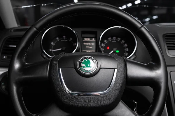 Novosibirsk Russia March 2020 Scoda Yeti Auto Interior Steering Wheel — Stock Photo, Image