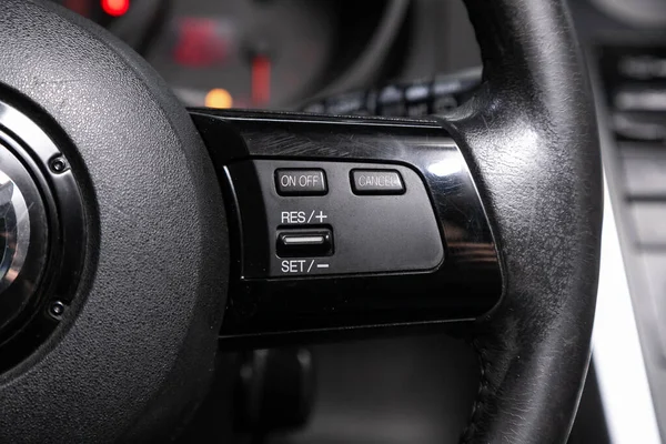 Novosibirsk Russia March 2020 Mazda Car Controller Steerling Wheel Music — Stock Photo, Image