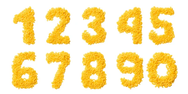 Arabic Numerals Dry Pasta White Isolated Background Food Pattern Made — 스톡 사진