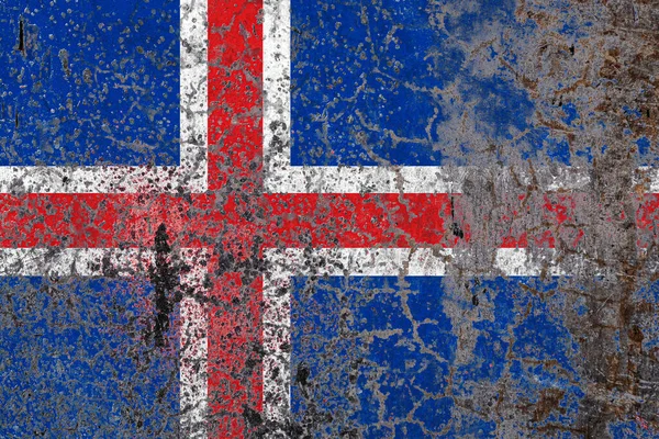 古い剥離壁の背景にアイスランドの国旗 国の国民の誇りとシンボルの概念 — ストック写真