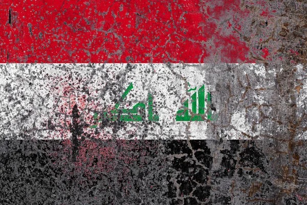Nationale Vlag Van Irak Oude Peeling Muur Achtergrond Het Concept — Stockfoto