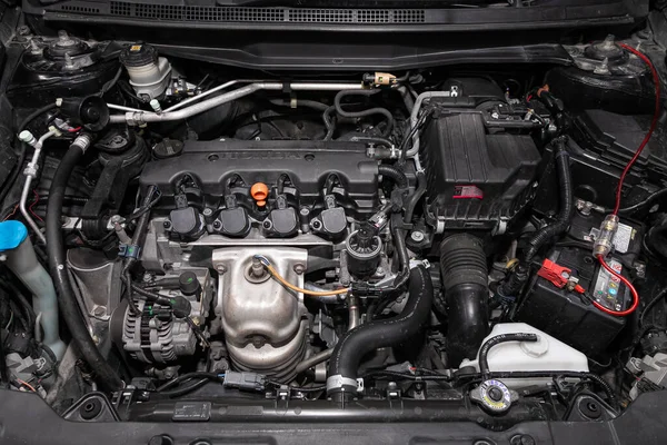 Novoszibirszk Oroszország Március 2020 Honda Stream Car Engine Close Belső — Stock Fotó