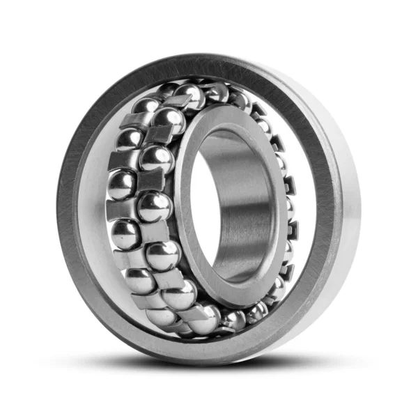 Metal ball bearing with balls on white  isolated background. Bearing industrial. Part of the car