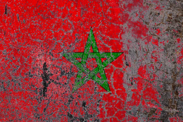 Nationell Flagga Marocko Gamla Skalning Vägg Bakgrund Begreppet Nationell Stolthet — Stockfoto