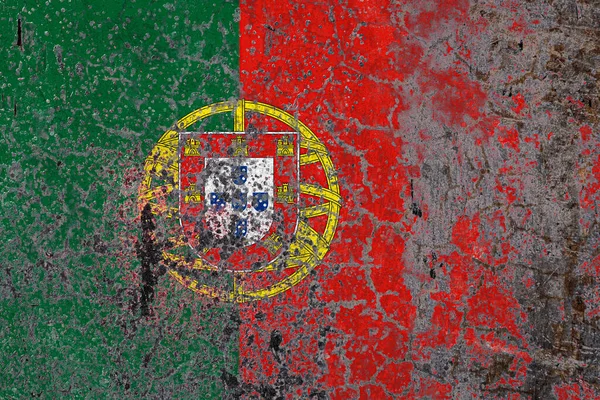 Nationale Vlag Van Portugal Oude Peeling Muur Achtergrond Het Concept — Stockfoto