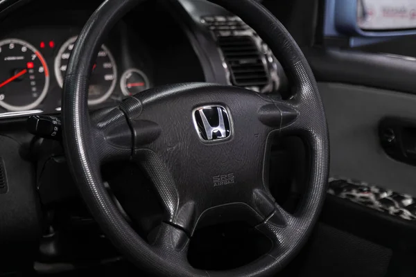 Novosibirsk Russia February 2020 Honda Auto Interior Steering Wheel Red — Stock Photo, Image