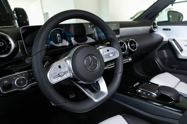 Novosibirsk Rusia Abril 2020 Mercedes Benz A200 Coche Lujo Interior — Foto de Stock