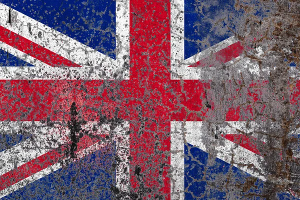 Bandeira Nacional Reino Unido Fundo Parede Descascamento Velho Conceito Orgulho — Fotografia de Stock