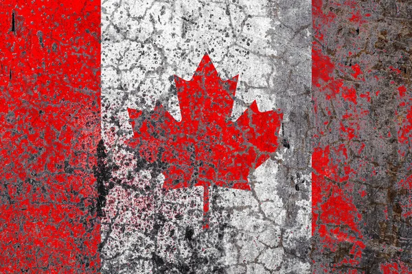 Eski Kabuk Soyma Duvarında Kanada Bayrağı Ulusal Gurur Kavramı Ülkenin — Stok fotoğraf